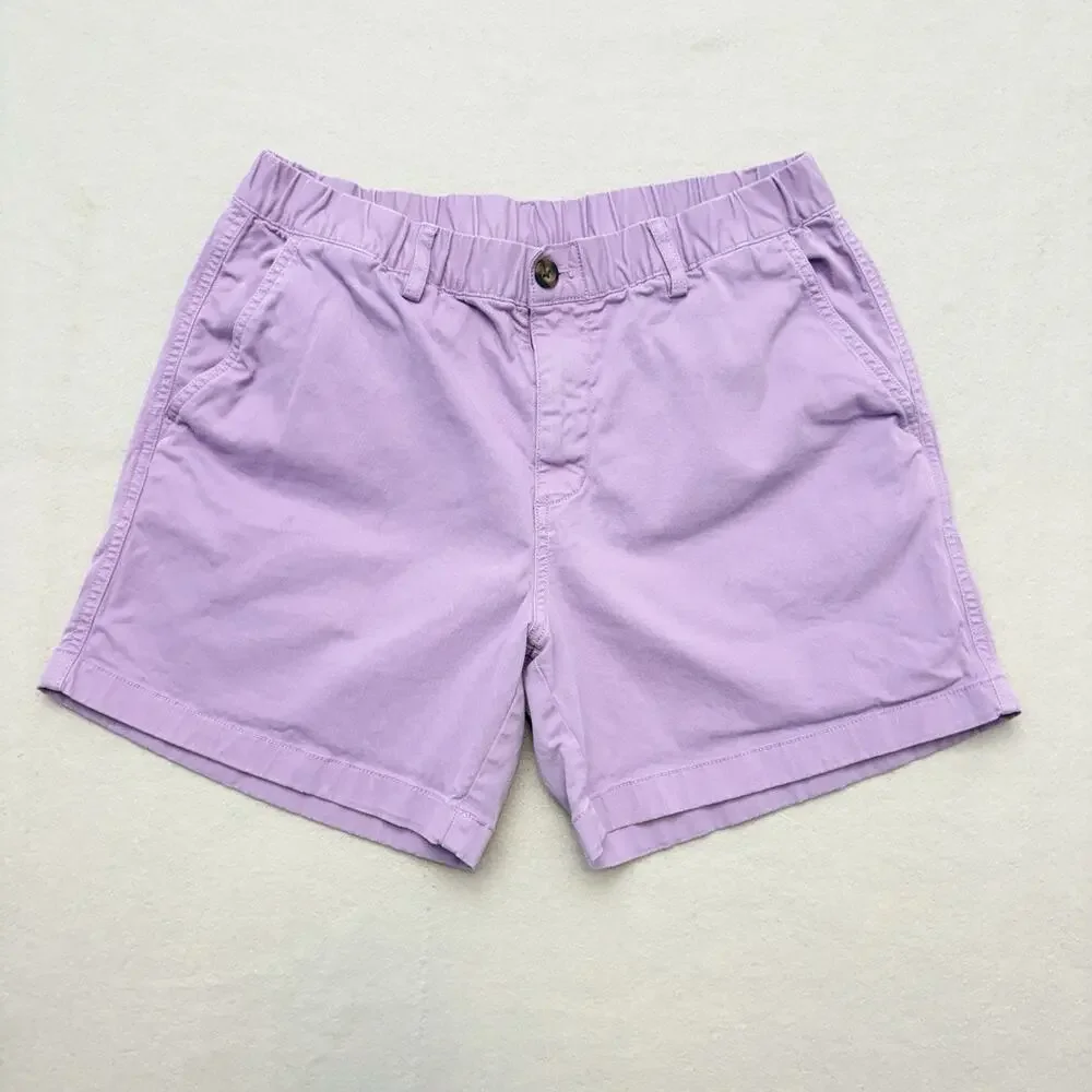 BearBottom Shorts Stretch Elastic Waist 5.5” Chino Shorts (2) Purple Teal Size L